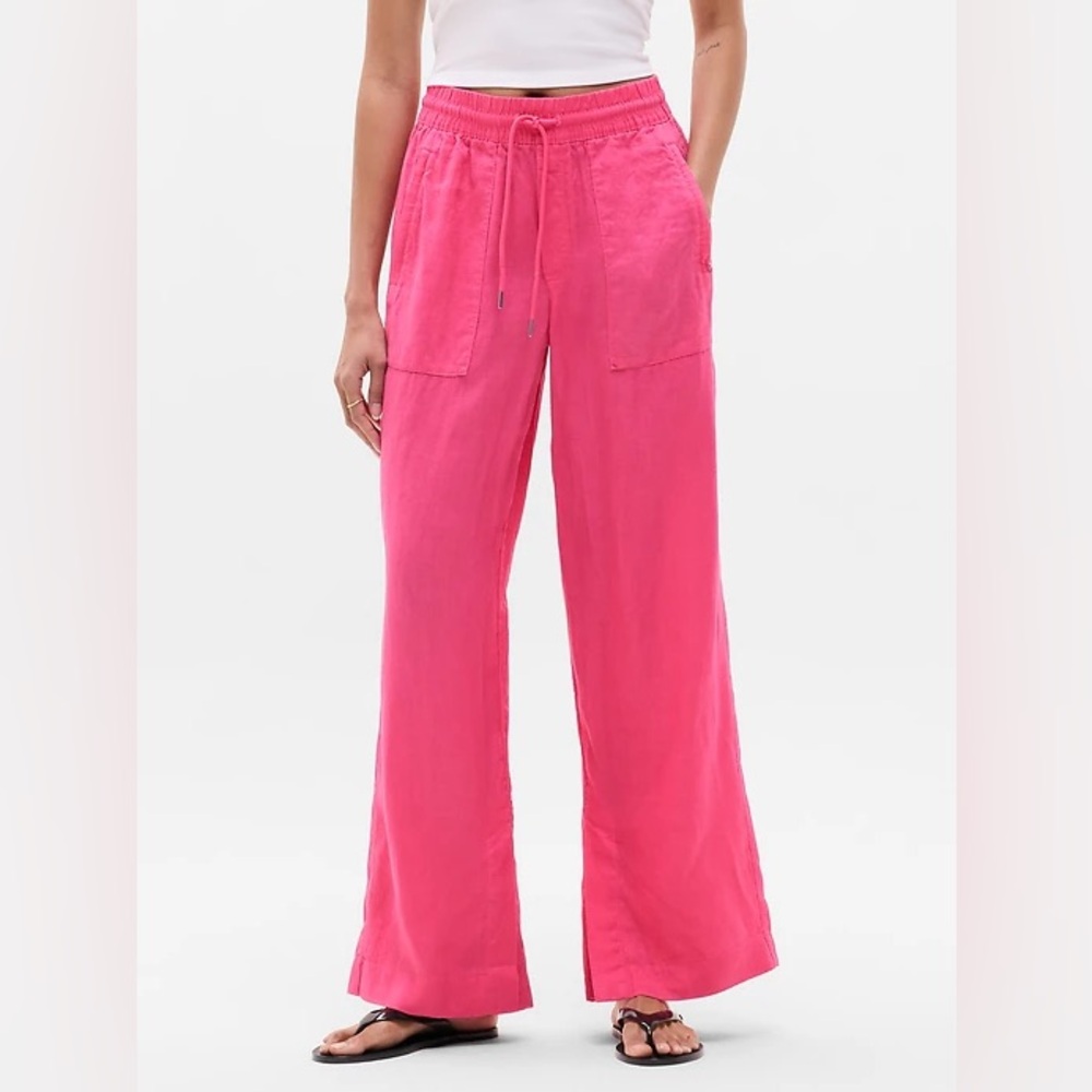 NWT Athleta Retreat Linen High Rise Wide Leg Pant - Picture 3 of 7